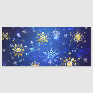 Kerstmis Blauwe Achtergrond met Gouden Sneeuwvlokk Magnetische Uitnodiging