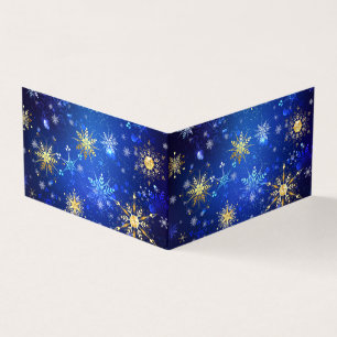 Kerstmis Blauwe Achtergrond met Gouden Sneeuwvlokk Visitekaartjes