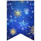 Kerstmis Blauwe Achtergrond met Gouden Sneeuwvlokk Vlaggetjes (Tweede vlag)