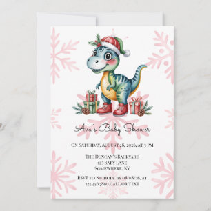 Kerstmis Blauwe Dino en Cadeaus Jongens Baby Showe Kaart