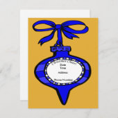 Kerstmis Blauwe Ornament Uitnodiging Kaart (Voorkant / Achterkant)