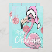 Kerstmis: Blauwe roze roze groet Aankondiging (Voorkant / Achterkant)