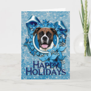 Kerstmis - Blauwe Sneeuwvlok - Bokser - Vindy Feestdagen Kaart