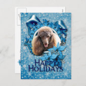 Kerstmis - Blauwe Snowflake - Poodle - Chocolade Feestdagenkaart (Voorkant / Achterkant)