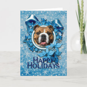 Kerstmis - Blauwe Snowflakes - Bulldog Feestdagen Kaart