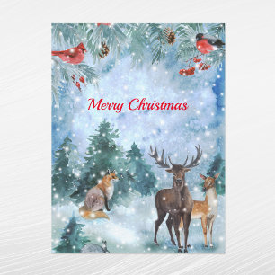 Kerstmis Blauwe Wildernis Aquarel Feestdagenkaart