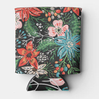 Kerstmis bloemig kleurrijk patroon blikjeskoeler