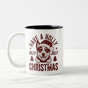 Kerstmis Blue Heeler Holly Jolly Hond Moeder Vinta Tweekleurige Koffiemok