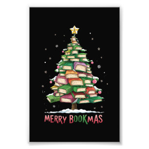 Kerstmis Boek Liefhebber Boom Bibliothecaris Prett Foto Afdruk