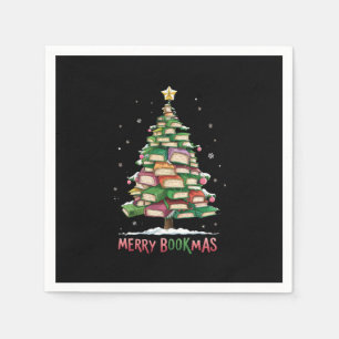 Kerstmis Boek Liefhebber Boom Bibliothecaris Prett Servet