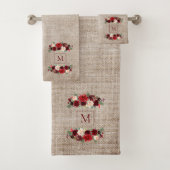 Kerstmis Boho Chic Bloementak Burlap Monogram Bad Handdoek (Insitu)