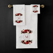 Kerstmis Boho Chic Bloementak Marmer Monogram Bad Handdoek
