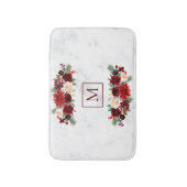Kerstmis Boho Chic Bloementak Marmer Monogram Badmat (Voorkant Verticaal)