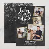 Kerstmis Boho Krijtbord 4 Foto Collage Feestdagenkaart (Voorkant / Achterkant)