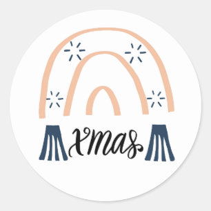Kerstmis Boho Regenboog Ronde Sticker