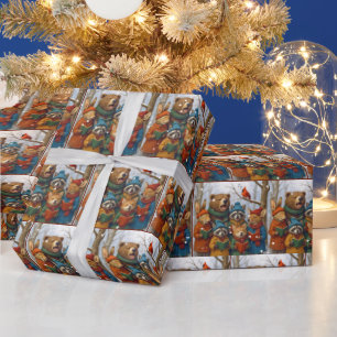 Kerstmis Bosdieren in Sneeuwvlokken Cadeaupapier