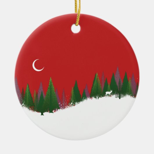 Kerstmis Bossen Scene Circle Ornament (Voorkant)