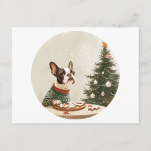 Kerstmis Boston Terrier Hond Feestdagenkaart