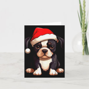 Kerstmis Boston Terrier Hond Kerstman Hoed Grappig Kaart