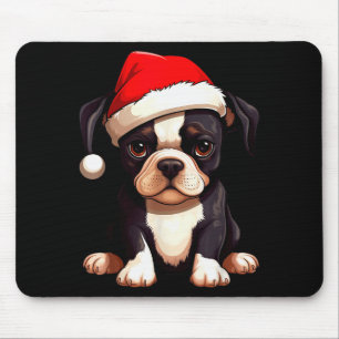 Kerstmis Boston Terrier Hond Kerstman Hoed Grappig Muismat