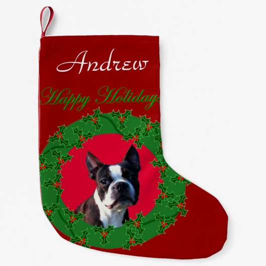 Kerstmis Boston Terrier-hond Kleine Kerstsok (Voorkant)