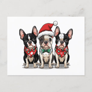 Kerstmis Boston Terrier Honden Feestdagenkaart