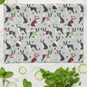 Kerstmis Boston Terrier Kitchen Towel Theedoek (Gevouwen)