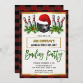 Kerstmis Bowling Party uitnodiging (Voorkant / Achterkant)