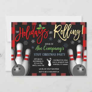 Kerstmis Bowling Party uitnodiging, Corporate Kaart