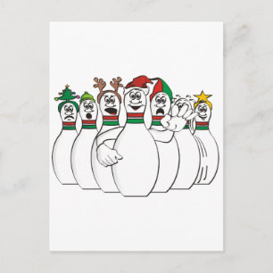 Kerstmis Bowling Pins Feestdagenkaart