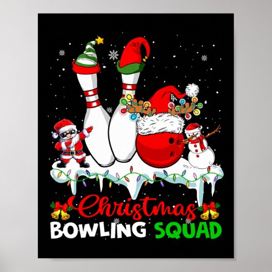 Kerstmis Bowling Squad Dabbing Santa Elf Bowling Poster (Voorkant)