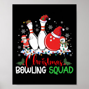 Kerstmis Bowling Squad Xmas Lights Santa Bowling Poster
