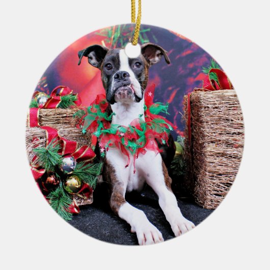 Kerstmis - Boxer - Chinno Keramisch Ornament (Voorkant)