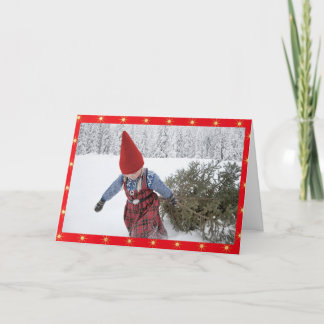Kerstmis brengt de boom naar huis feestdagen kaart
