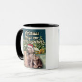 Kerstmis brengt ons hart samen met Puppy Kitten Mok (Voorkant links)