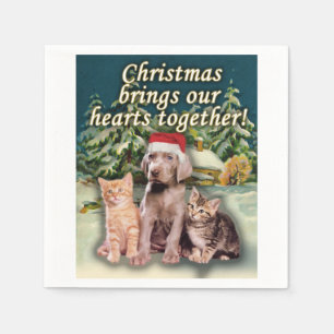 Kerstmis brengt ons hart samen met Puppy Kitten Servetten