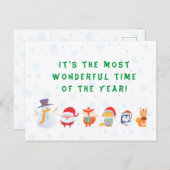 Kerstmis briefkaart van Santa en zijn diervrienden (Voorkant / Achterkant)