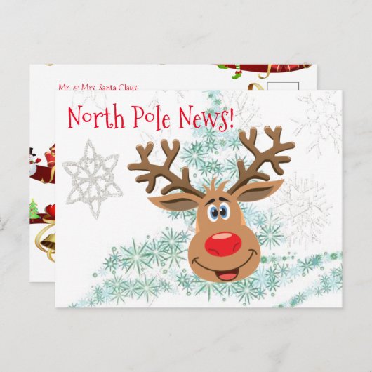 Kerstmis Briefkaarten Noordpool Reindester (Voorkant / Achterkant)