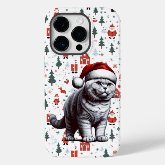 Kerstmis Britse shorthair kat, Kerstmis Santa Kitt Case-Mate iPhone Case (Achterkant)