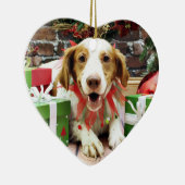 Kerstmis - Brittany Spaniel - Kinnick Keramisch Ornament (Rechts)