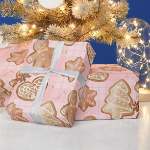 Kerstmis Bruine Peperkoek Mannen Harten Sterren Bo Cadeaupapier