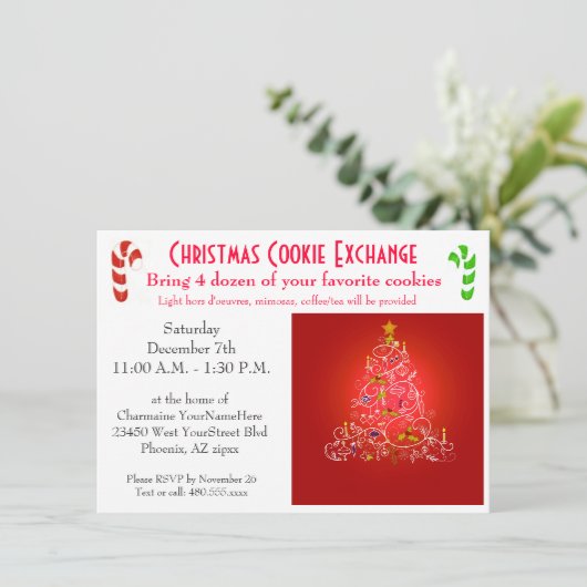 Kerstmis Brunch Cookie Exchange Kaart (Staand voorkant)