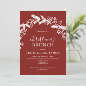 Kerstmis Brunch Pine Berry Wreath Red Kaart (Staand voorkant)