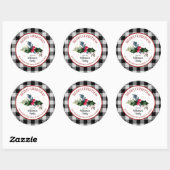 Kerstmis Buffalo Check en Hulst Envelope Seals Ronde Sticker (Vel)