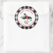 Kerstmis Buffalo Check en Hulst Envelope Seals Ronde Sticker (Tas)