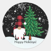 Kerstmis Buffalo Print Gnome Sticker (Voorkant)