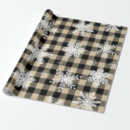 Kerstmis - Buffalo Pset Beige Snowflakes Cadeaupapier