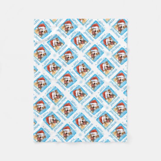 Kerstmis bull Terrier Fleece Blanket (Voorkant)