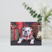 Kerstmis - Bulldog - Delilah Feestdagenkaart (Staand voorkant)