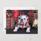 Kerstmis - Bulldog - Delilah Feestdagenkaart (Voorkant / Achterkant)